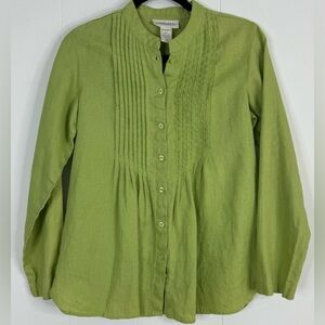 Chadwick’s 100% Linen Long Sleeve Pleated Tunic Blouse VTG Size 4